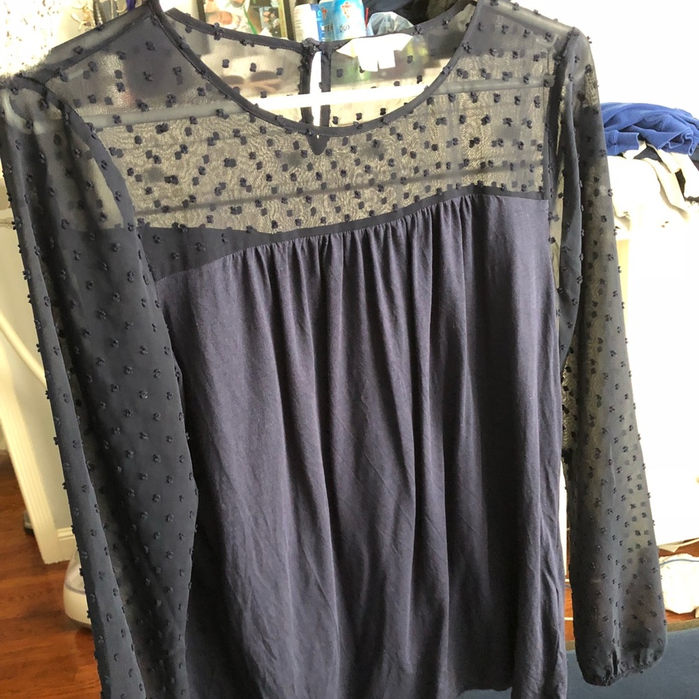 Boden US size 4 - Dobby panel top navy blouse